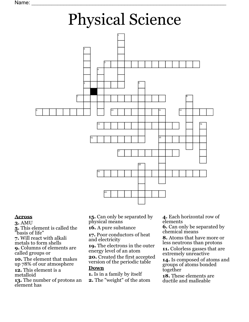 Physical Science Crossword