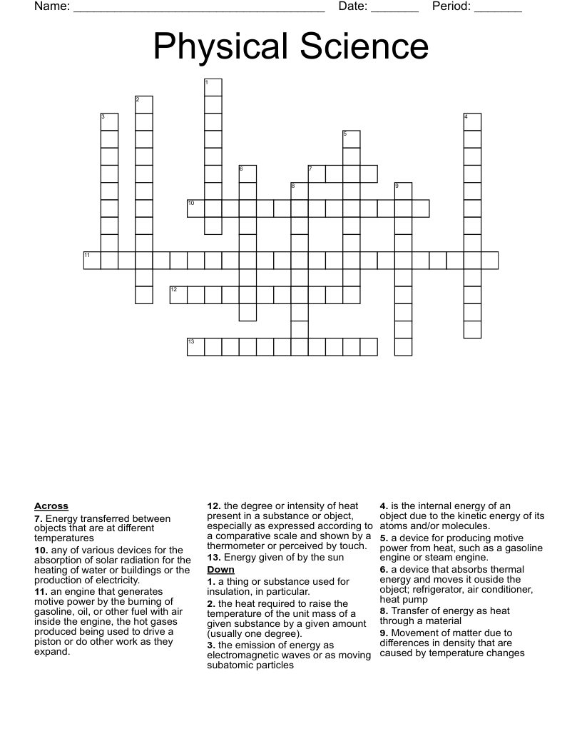 Physical Science Crossword