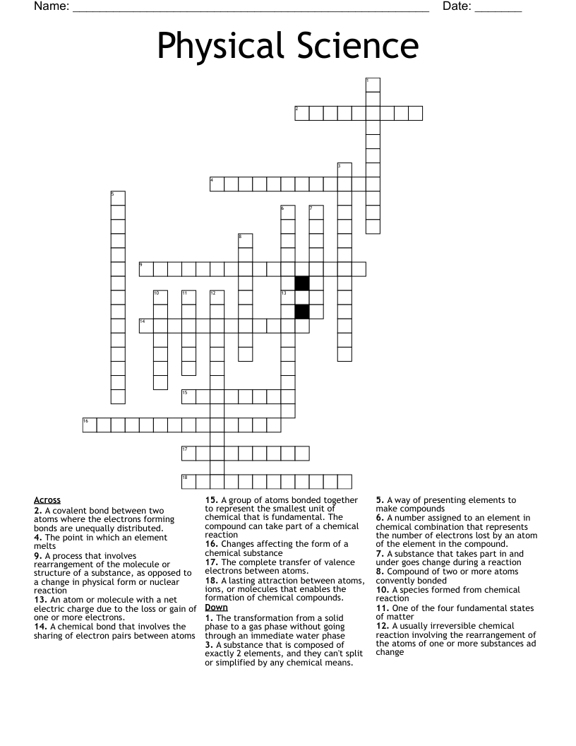 Physical Science Crossword