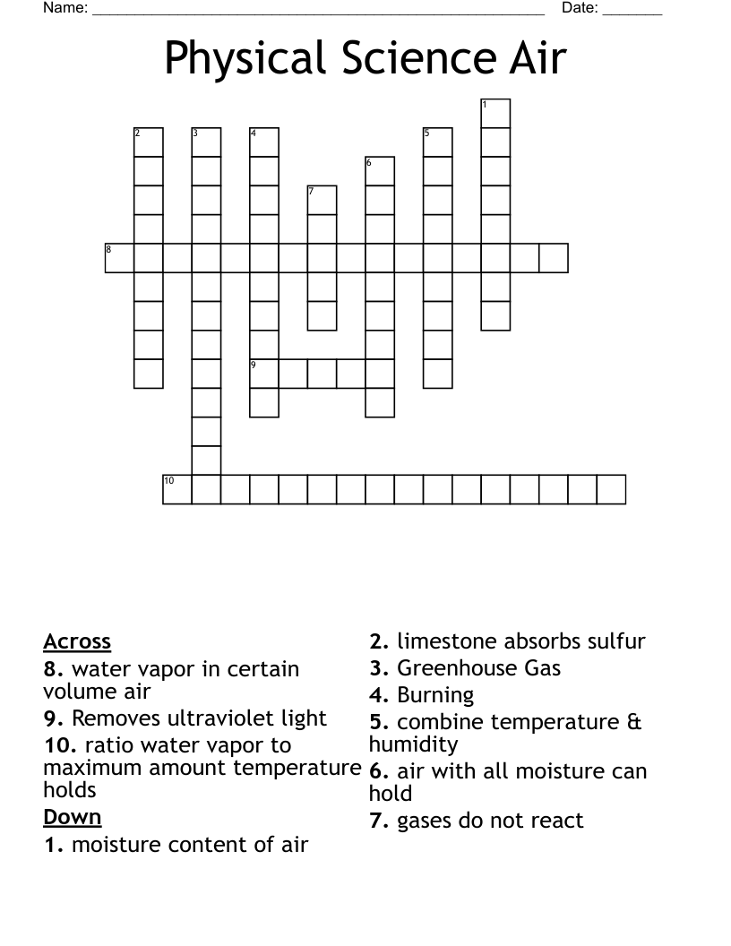 Physical Science Air Crossword
