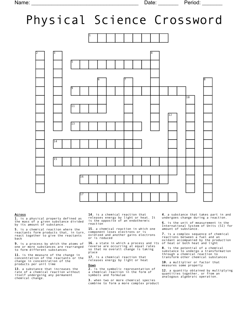 Physical Science Crossword