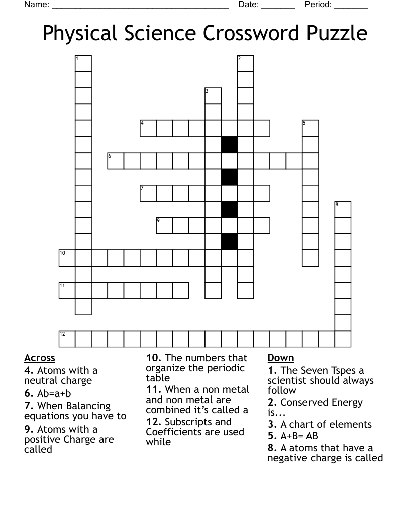 Physical Science Crossword Puzzle