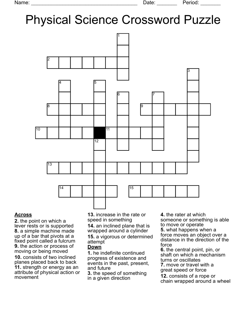 Physical Science Crossword Puzzle