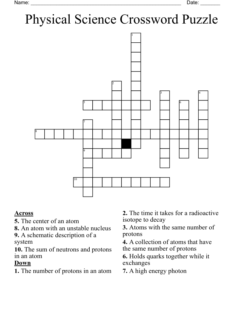 Physical Science Crossword Puzzle