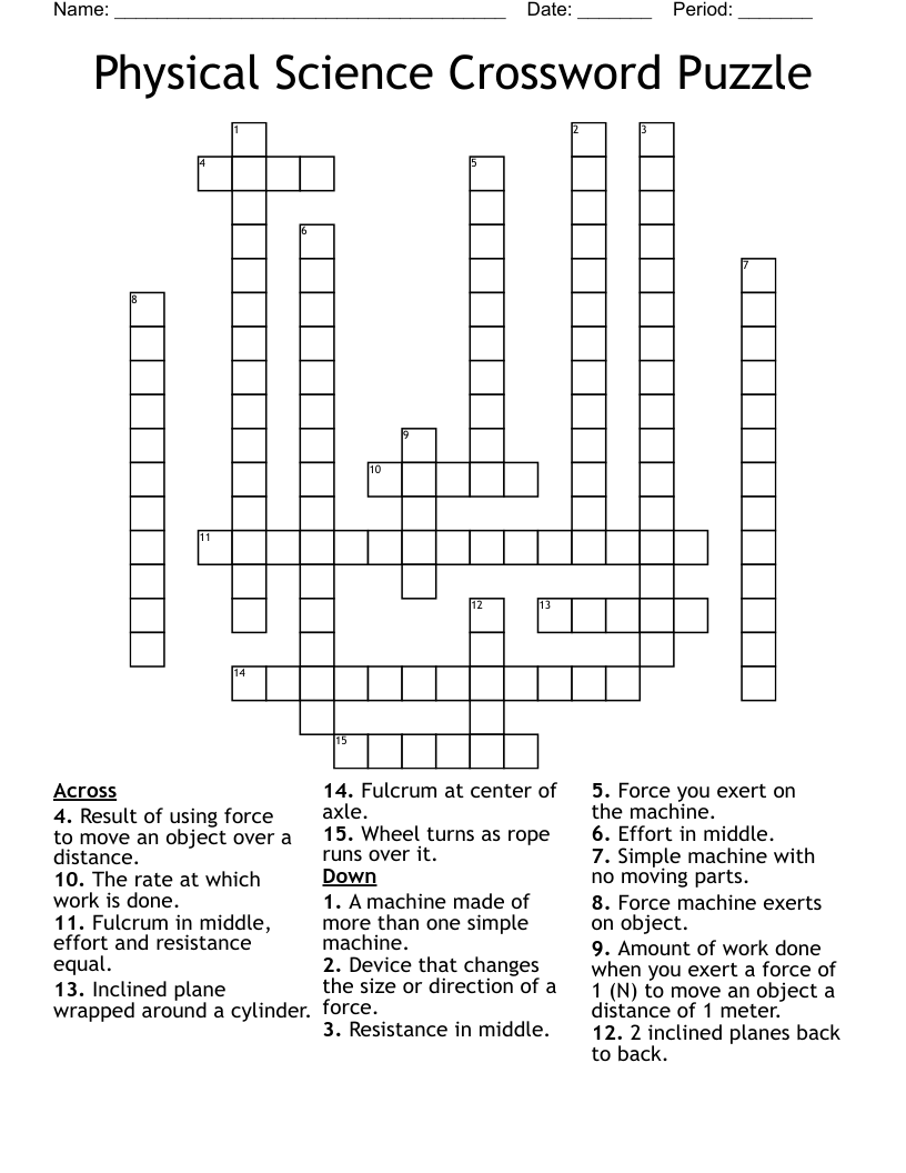 Physical Science Crossword Puzzle