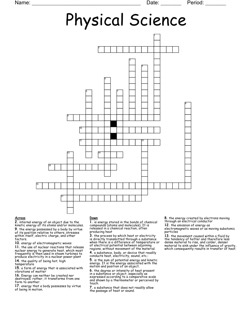 Physical Science  Crossword