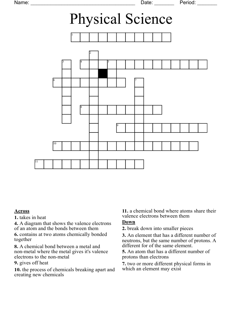 Physical Science  Crossword