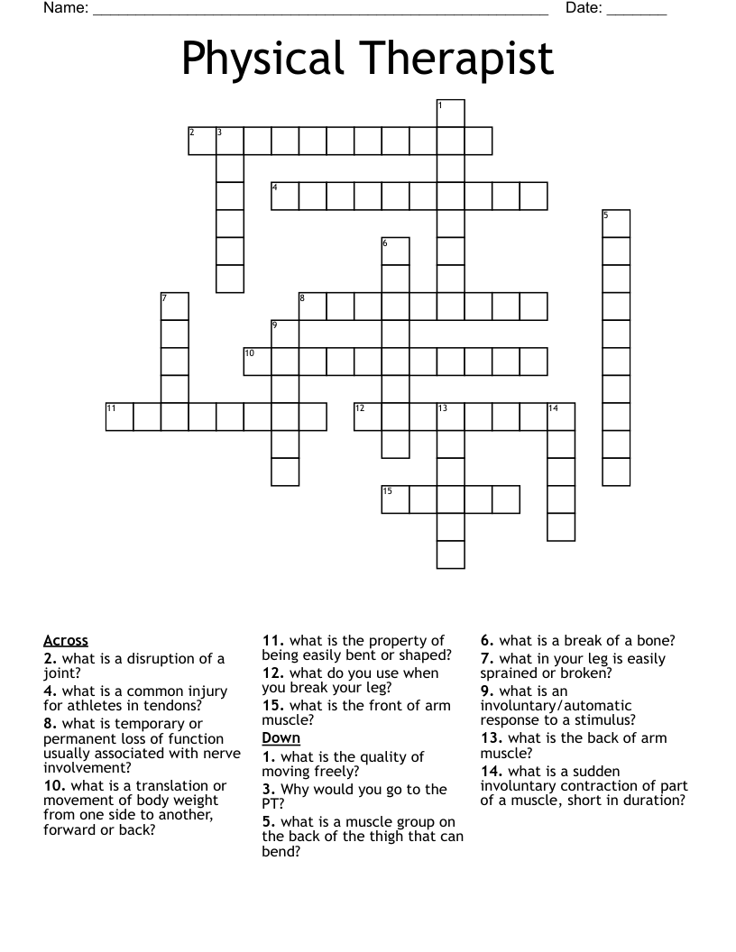 Physical Therapist  Crossword