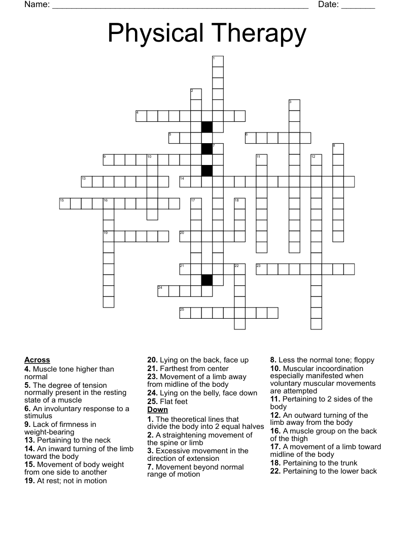 Physical Therapy Crossword