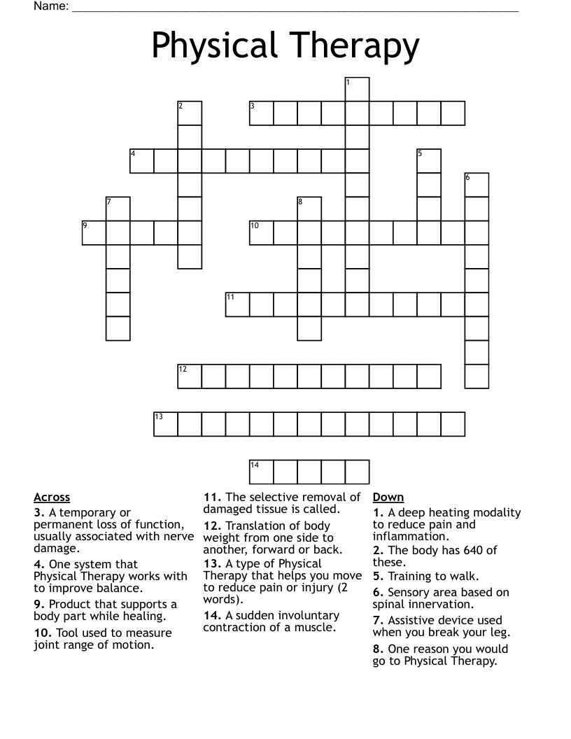 Physical Therapy Crossword