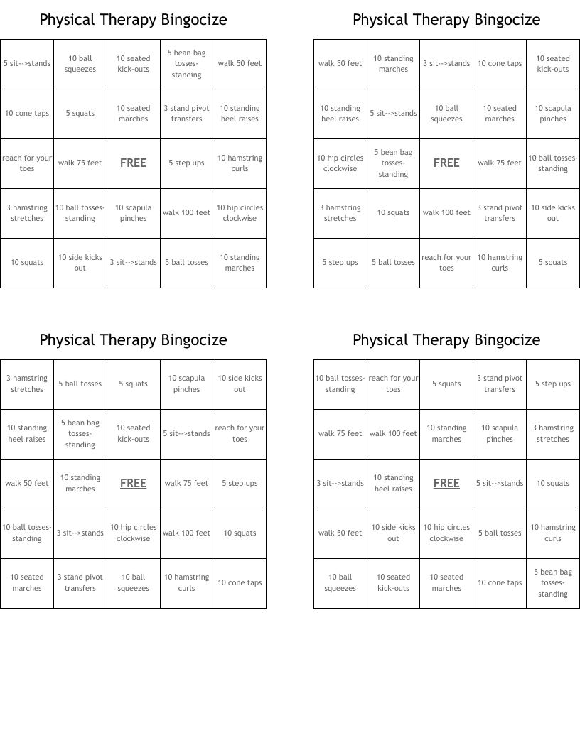 Physical Therapy Bingocize