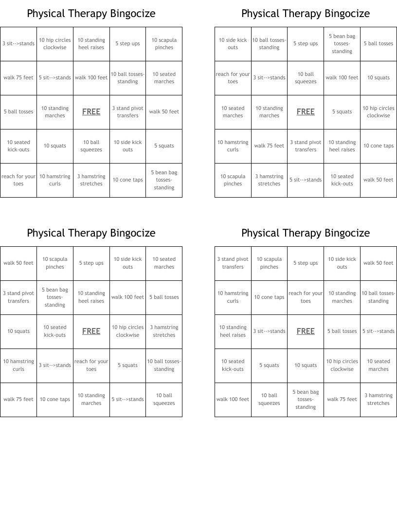 Physical Therapy Bingocize