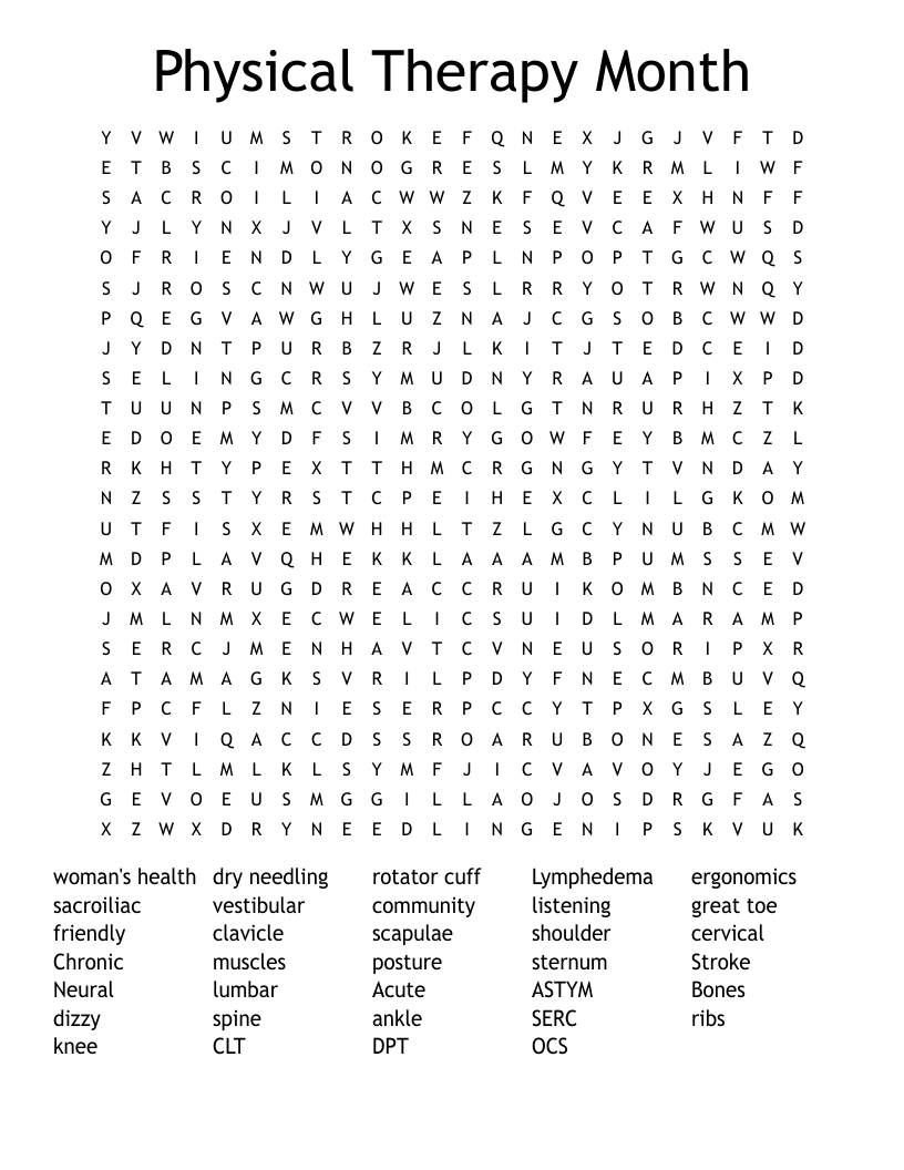 Physical Therapy Month Word Search