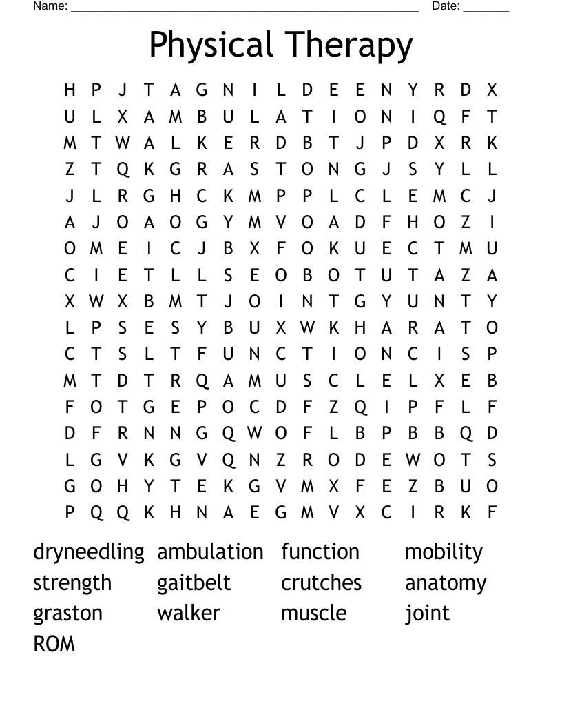 Physical Therapy  Word Search
