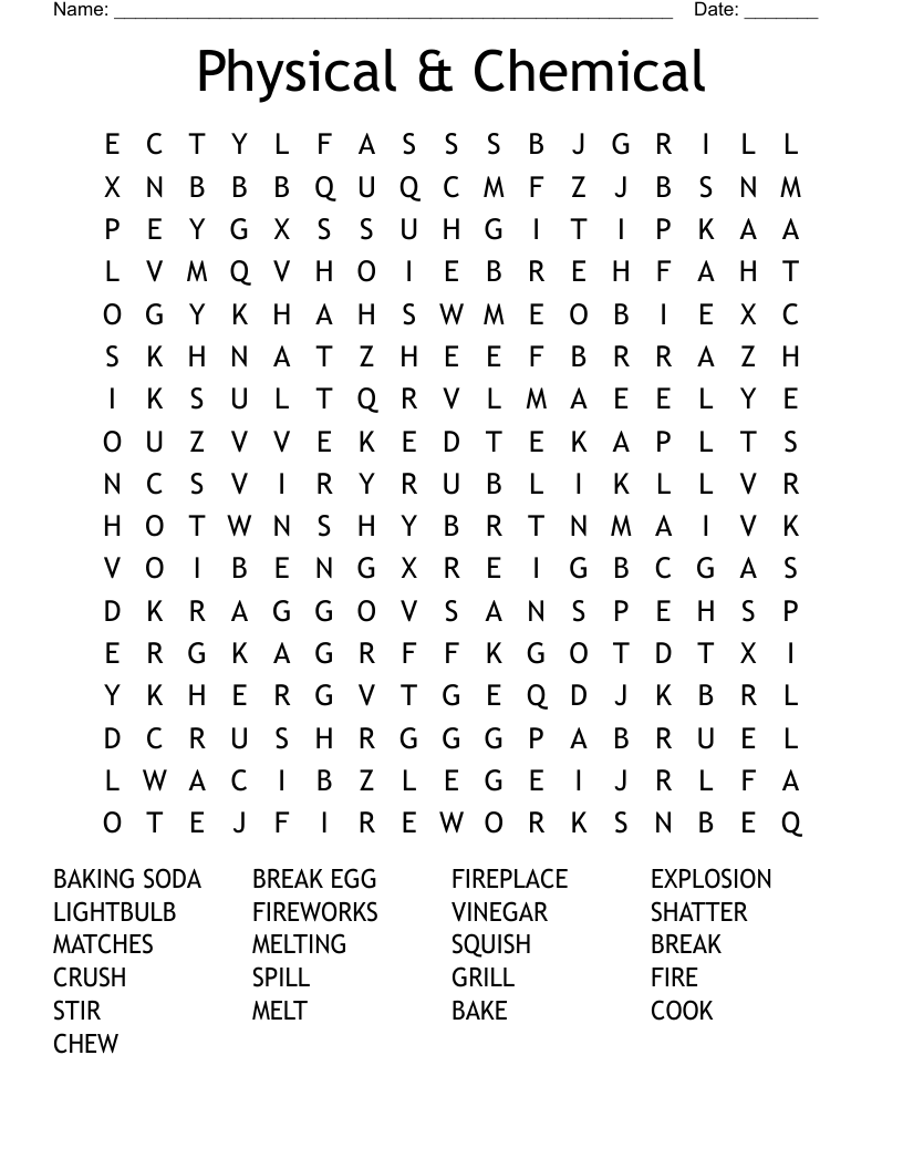 Physical & Chemical Word Search