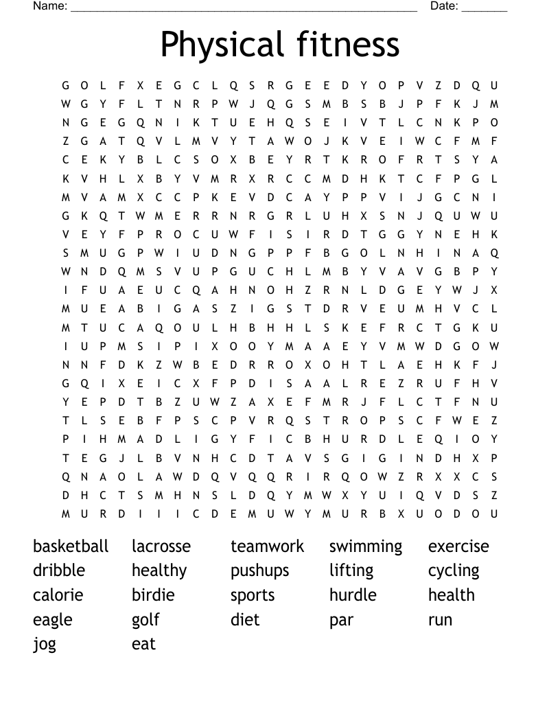 Physical fitness  Word Search