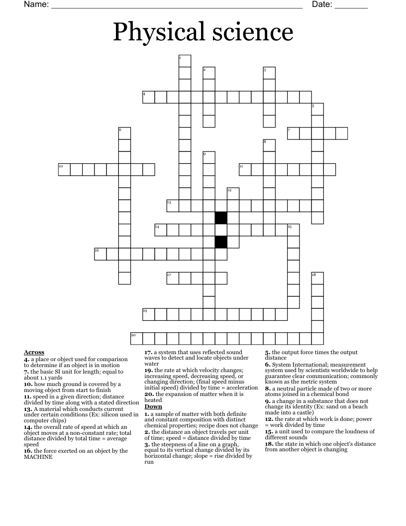 Physical science  Crossword