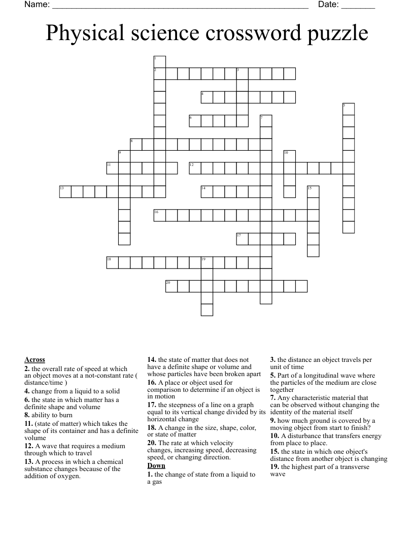 Physical science crossword puzzle 