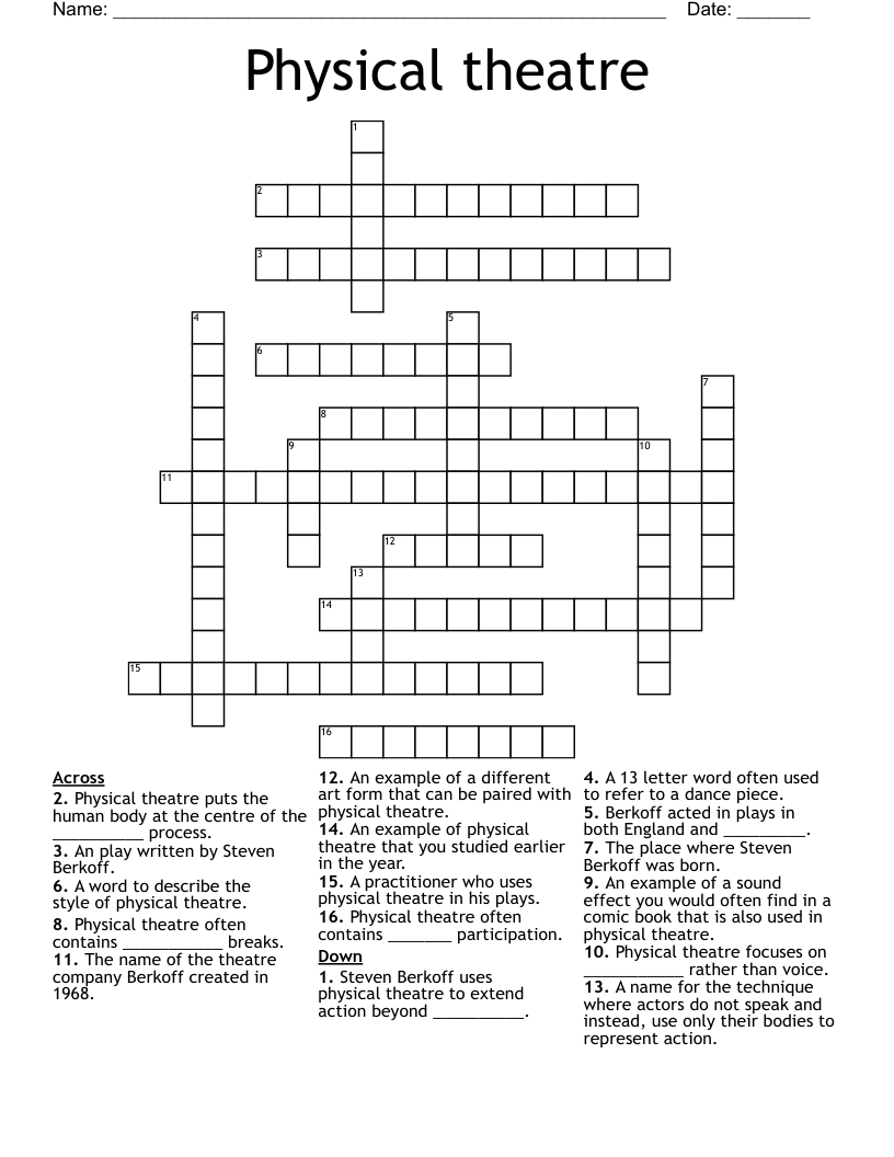 Physical theatre  Crossword