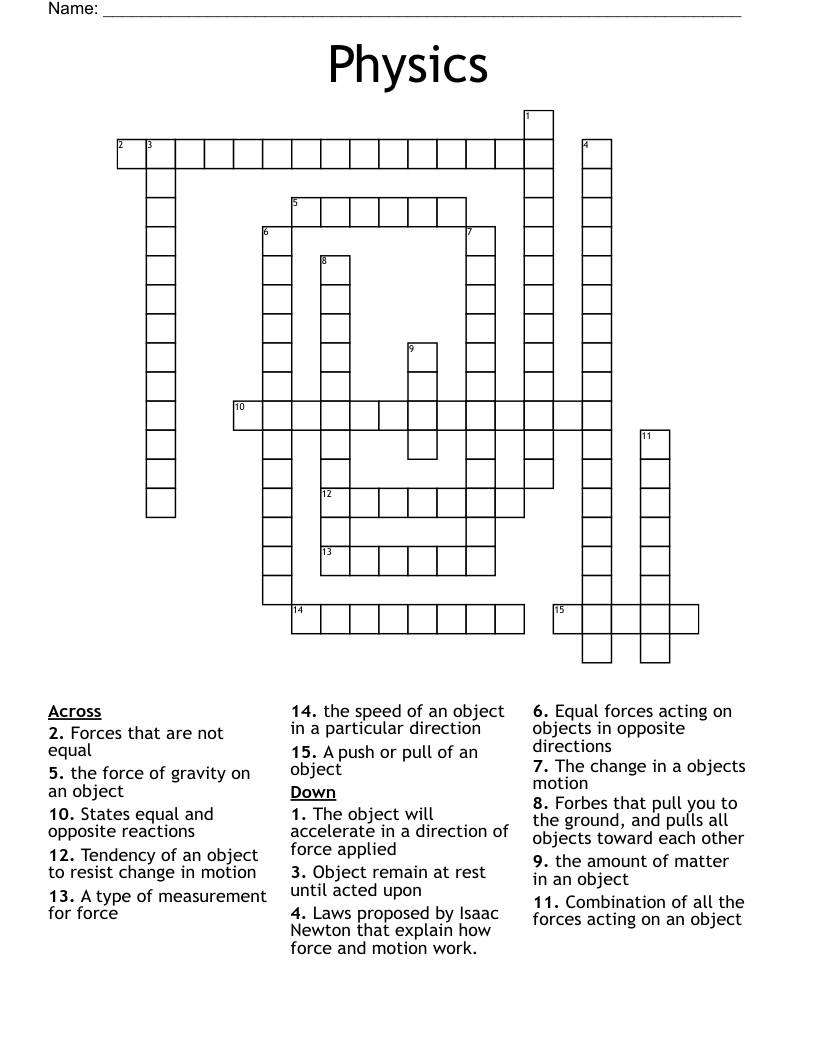 Physics Crossword