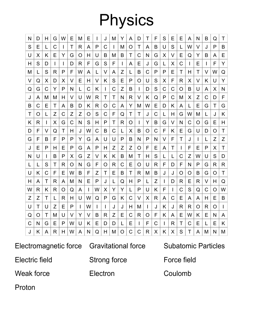 Physics Word Search