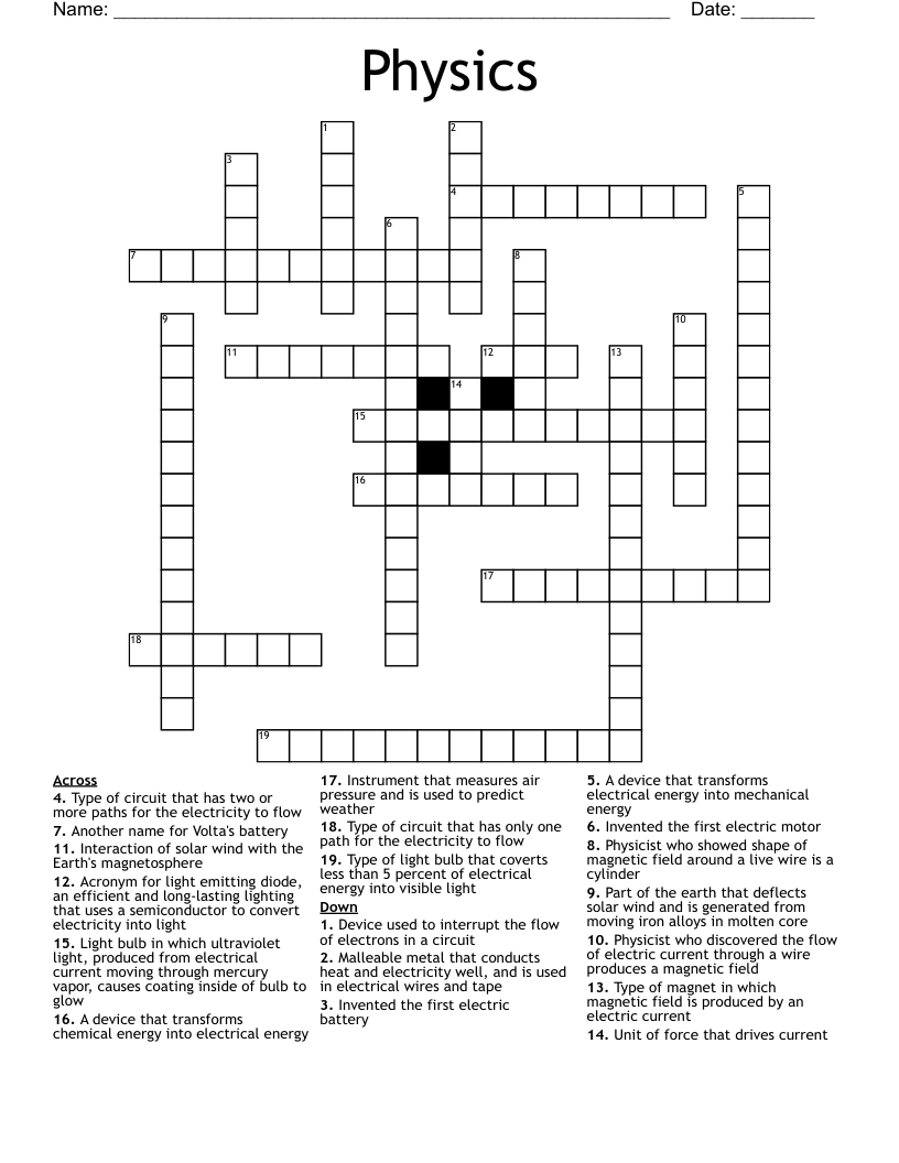 Physics Crossword