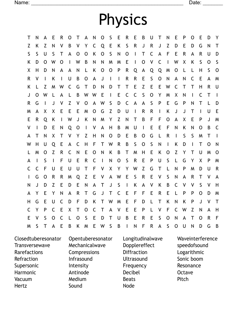 Physics Word Search