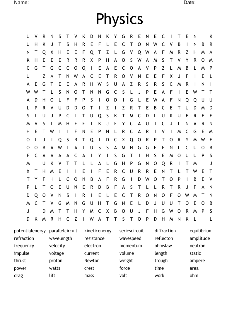 Physics Word Search