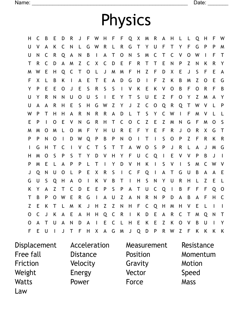 Physics Word Search