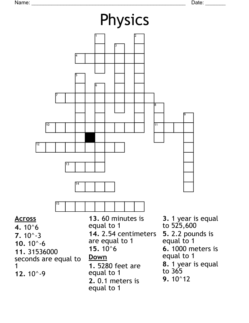 Physics Crossword