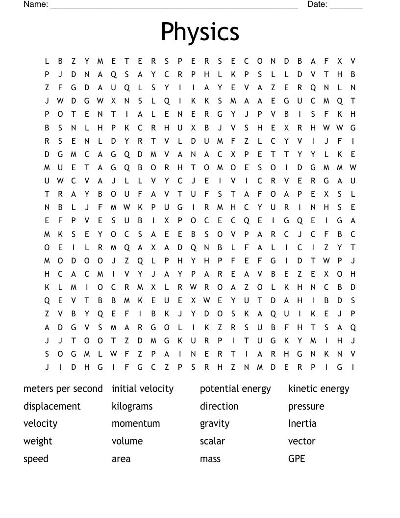 Physics Word Search
