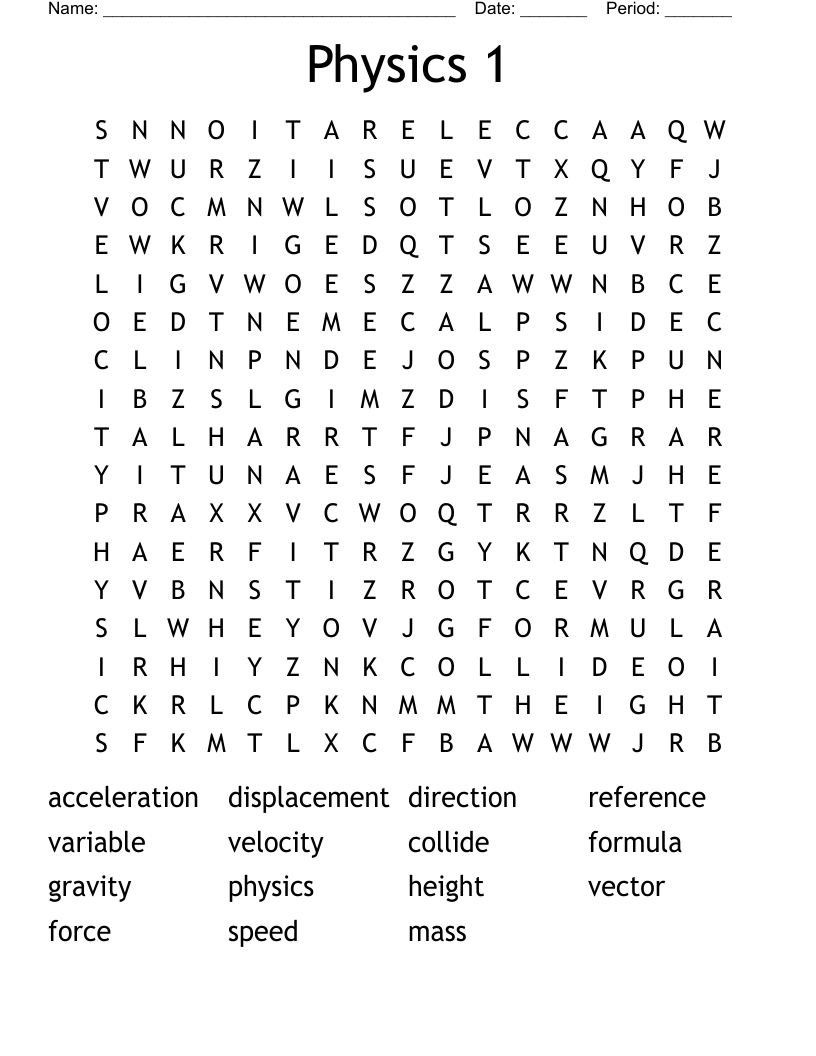 Physics 1 Word Search