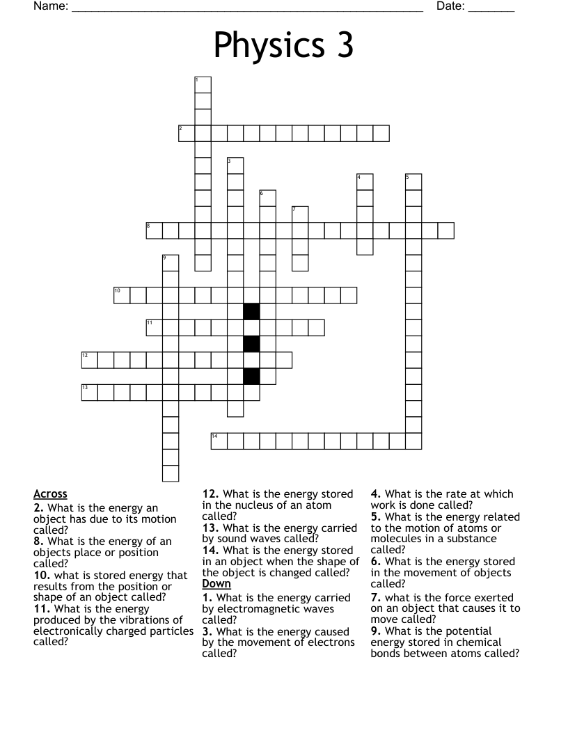 Physics 3 Crossword