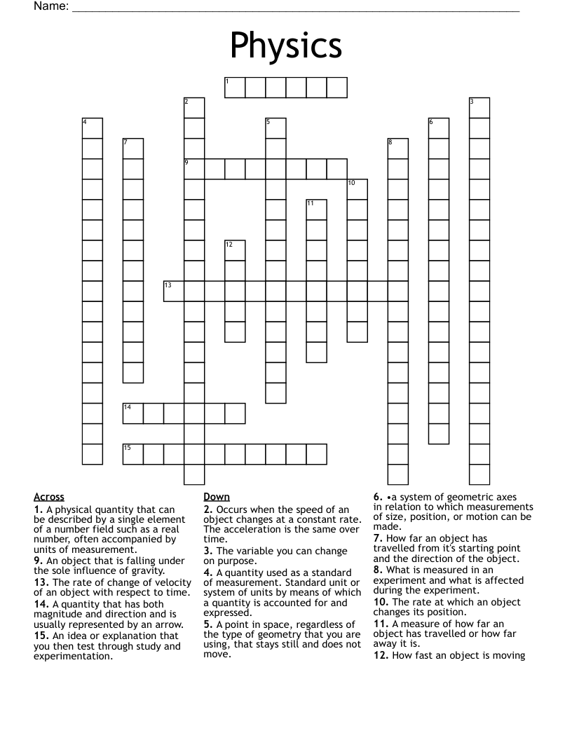 Physics Crossword