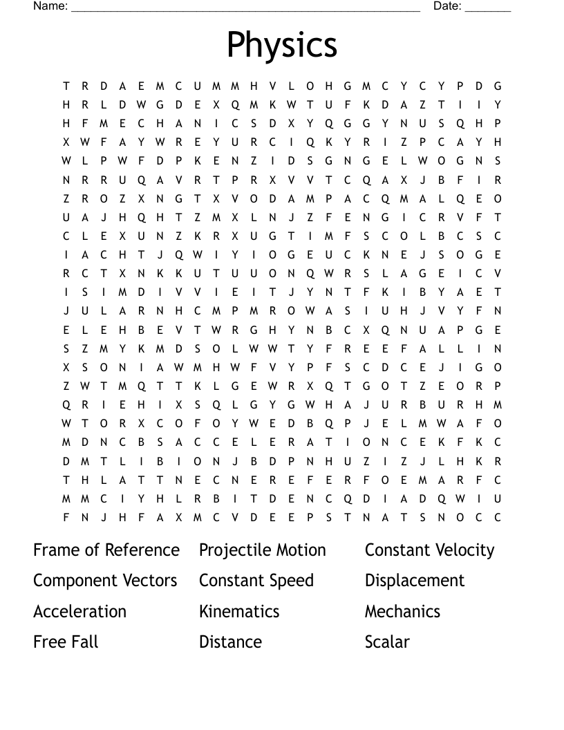 Physics Word Search