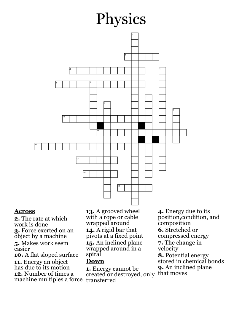 Physics Crossword