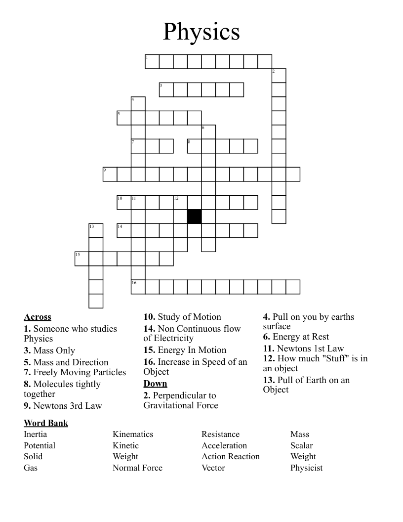 Physics Crossword