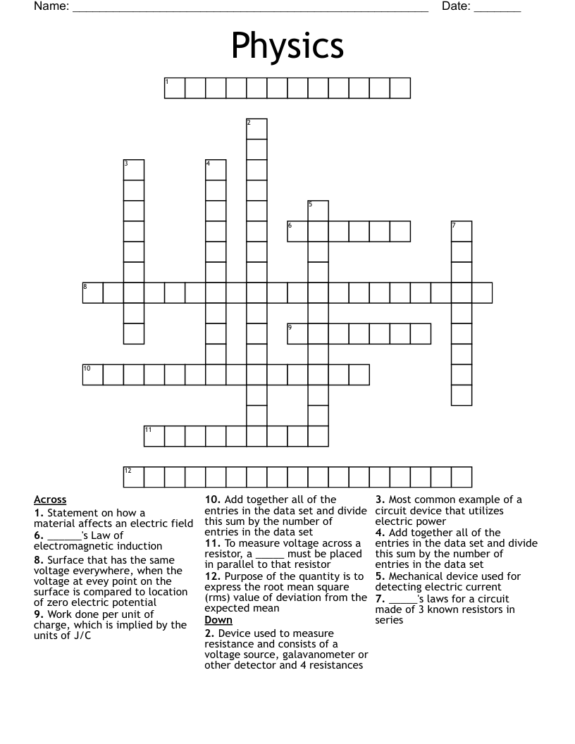 Physics Crossword