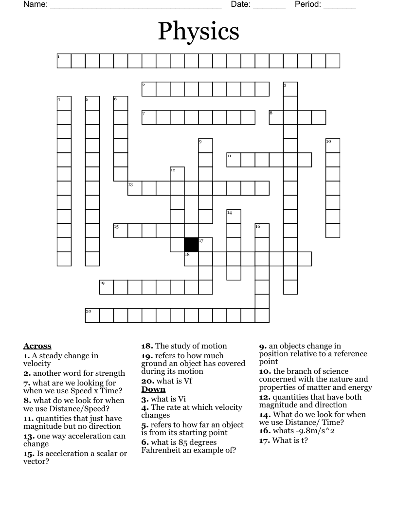 Physics Crossword