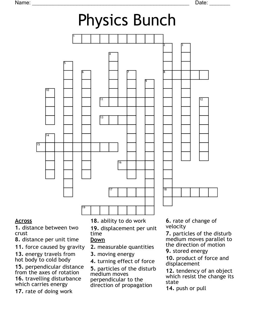Physics Bunch Crossword