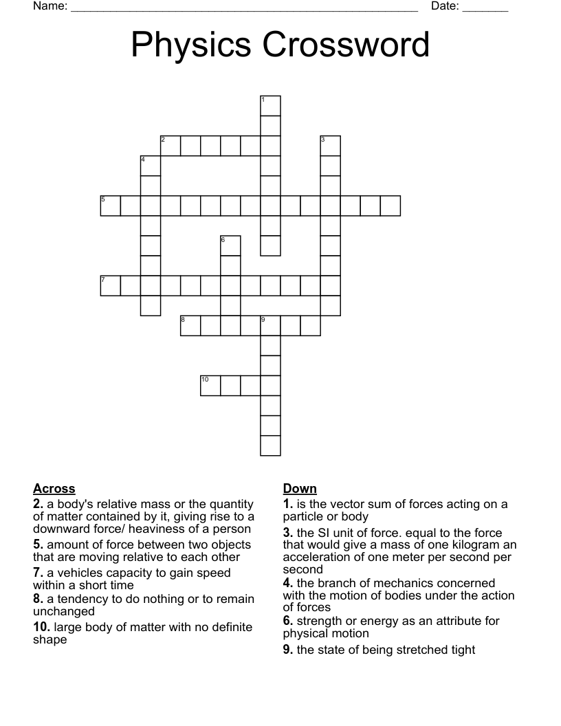Physics Crossword