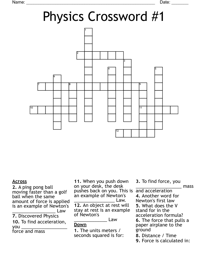 Physics Crossword #1