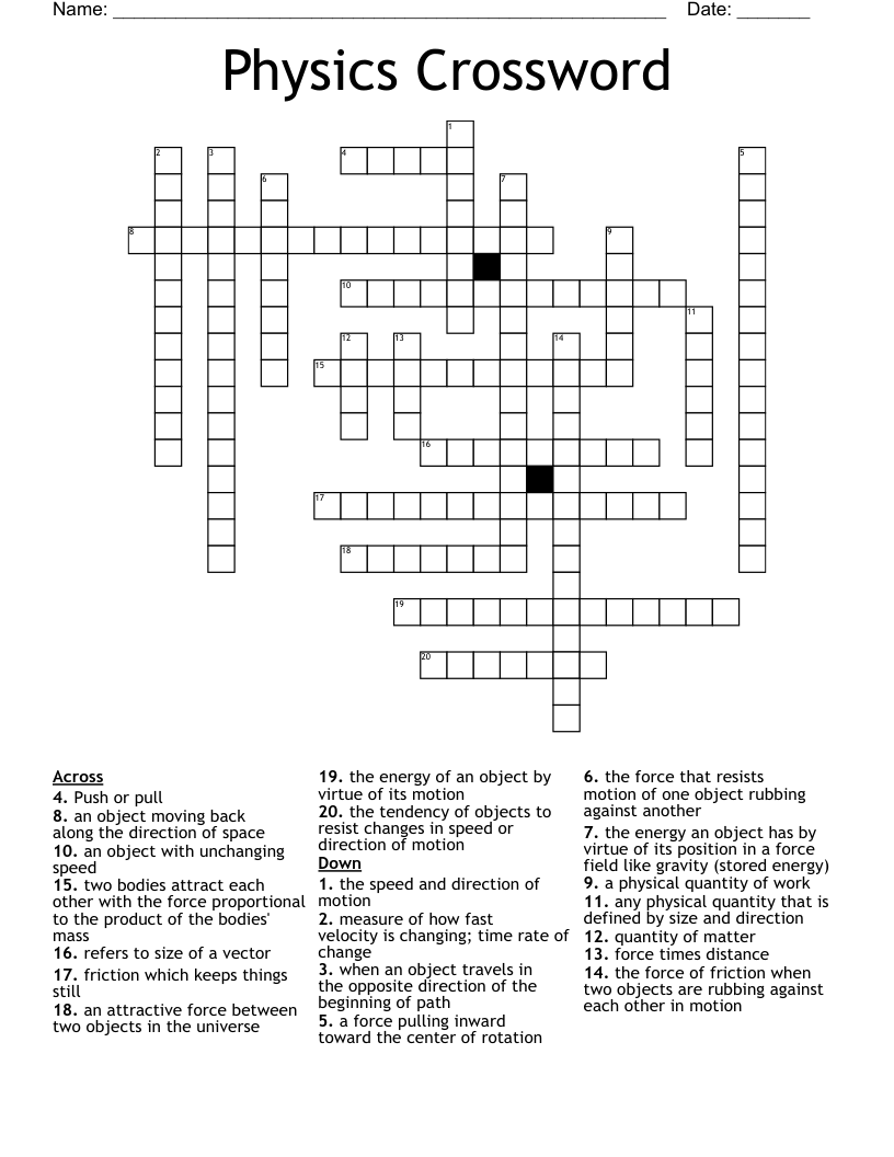Physics Crossword