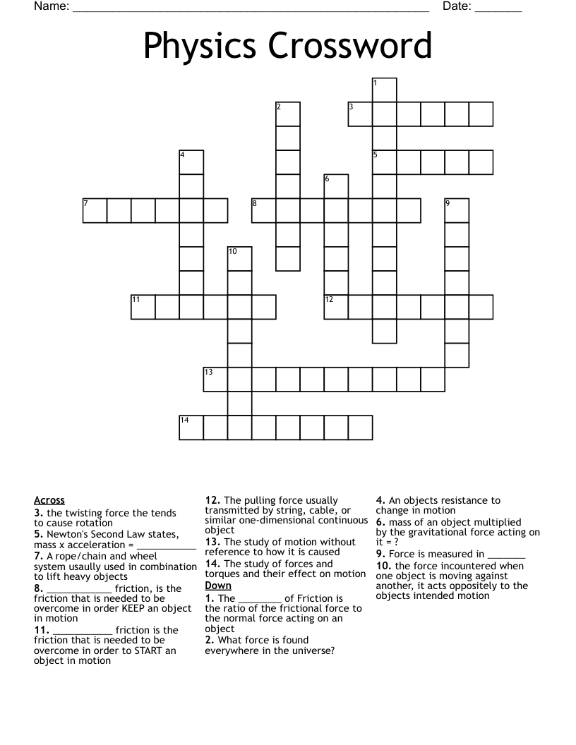 Physics Crossword