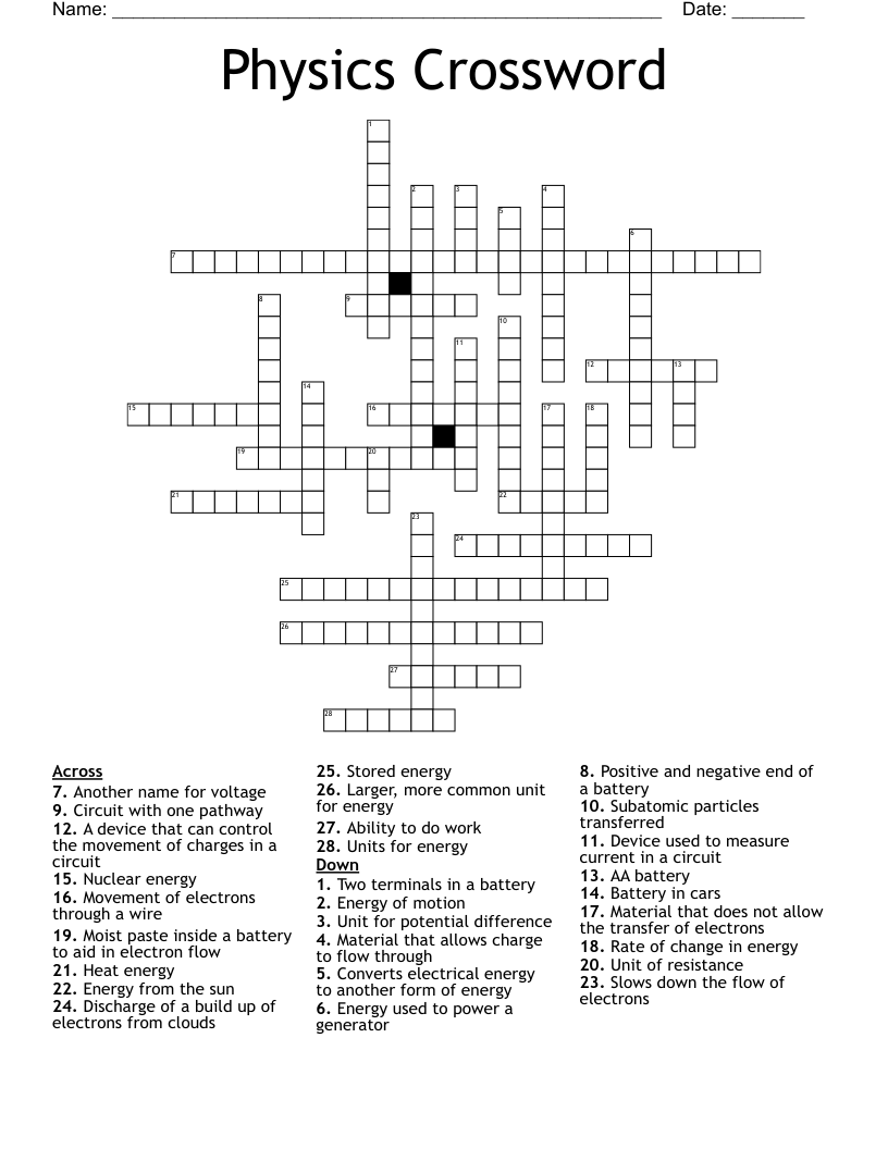 Physics Crossword