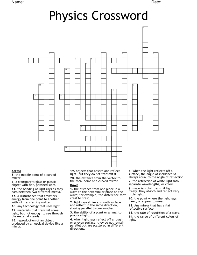 Physics Crossword