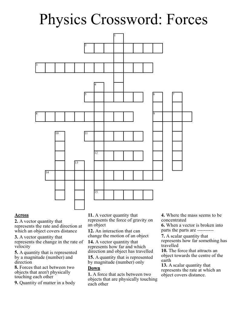 Physics Crossword: Forces