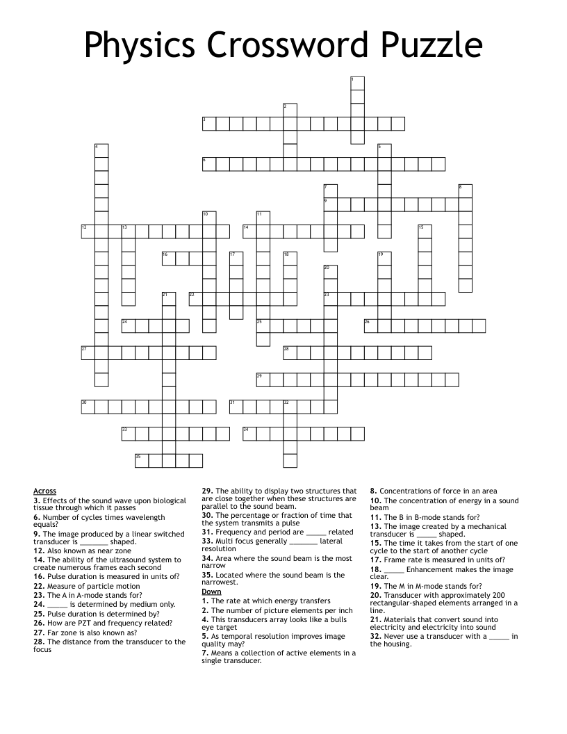 Physics Crossword Puzzle