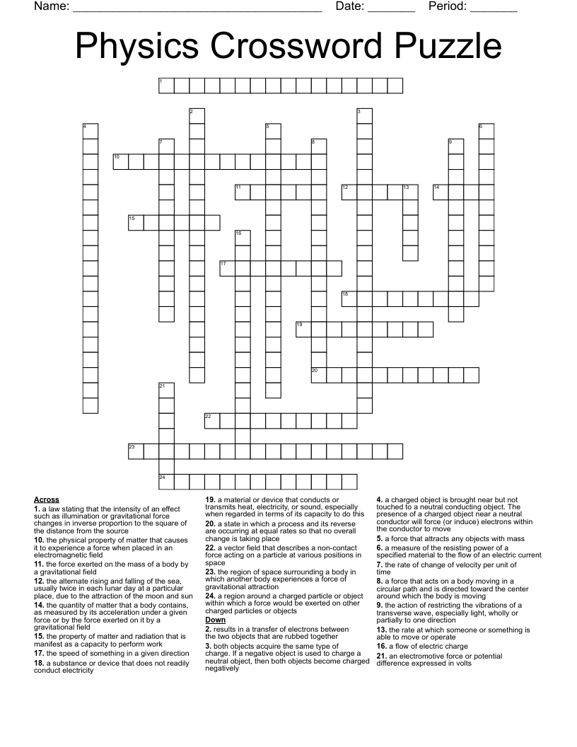 Physics Crossword Puzzle