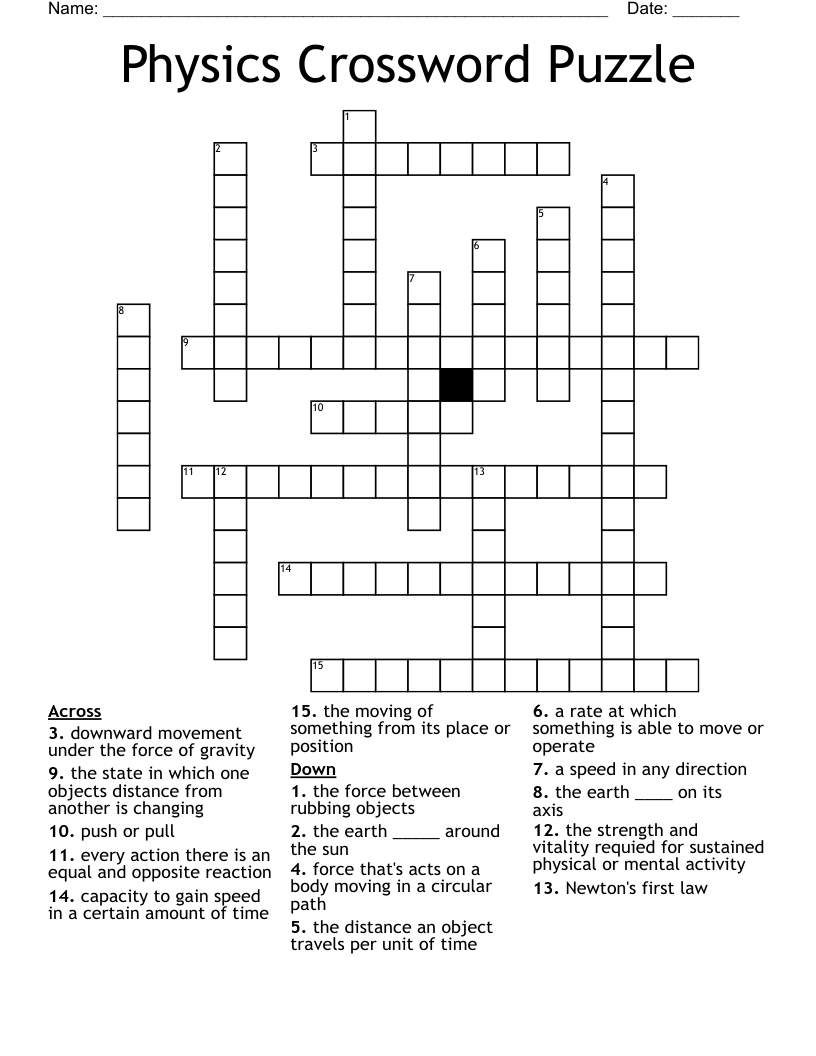 Physics Crossword Puzzle 
